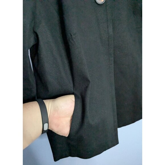 East 5th Womens Black Jacket Size 1X Button-Front 3/4 Sleeves Textured Finish - Picture 7 of 16